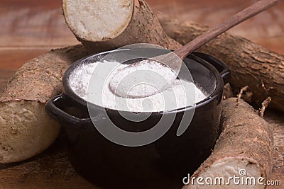 Polvilho Azedo in a Bowl. A kind of cassava flour Stock Photo