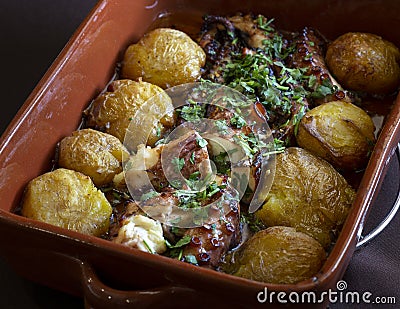 The `Polvo a Lagareiro` a famous and very popular Portuguese dish. Stock Photo