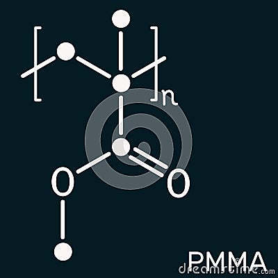 Polymethyl methacrylate, acrylic glass, plexiglass, PMMA molecule. It is synthetic polymer of methyl methacrylate, is used for Stock Photo
