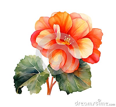 Polyanthus roses Flower, watercolor clipart illustration with isolated background Cartoon Illustration