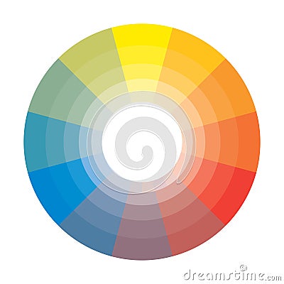 Polychrome Multicolor Spectral Rainbow Circle of 12 segments with shades. The spectral harmonic colorful palette of the painter. Vector Illustration