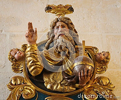 Polychrome Statue in the Cathedral of Burgos Stock Photo