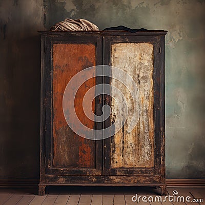 Polyester Wardrobe: Capturing The Rustic Charm Of Vintage Aged Room Stock Photo