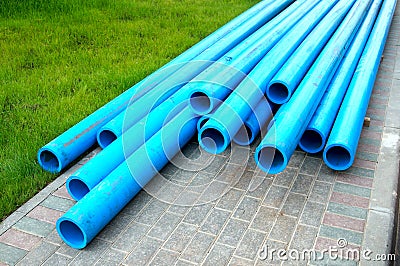 Polyethylene water pipes Stock Photo
