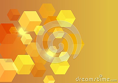 Polygon background hexagons half orange Vector Illustration