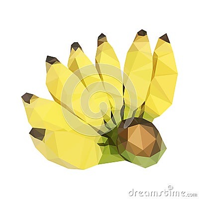Polygon banana. poly low geometric fruit. polygonal isolated Vector Illustration