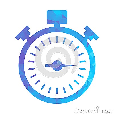 Polygon blue icon stopwatch Vector Illustration