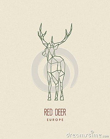 Polygon deer. Low poly animal. Geometric logo icon. Origami style Vector Illustration