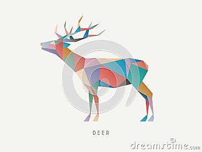 Polygon deer. Low poly animal. Geometric logo icon. Triangle graphic Vector Illustration