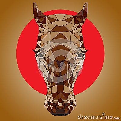 Polygon drawing of a horse`s head Vector Illustration