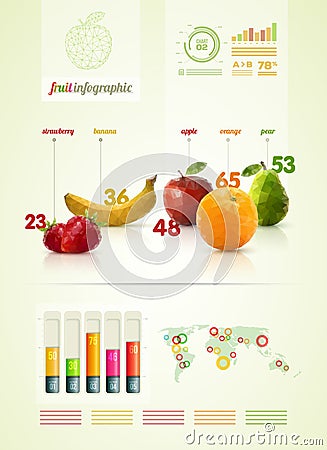 Polygon fruit infographic template Vector Illustration