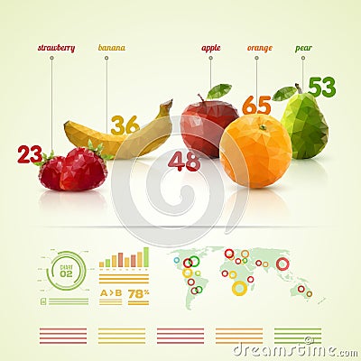 Polygon fruit infographic template Vector Illustration