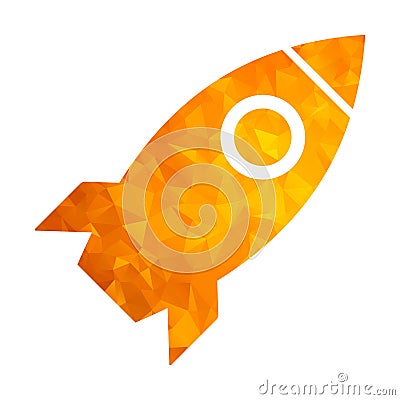 Polygon golden icon rocket Vector Illustration