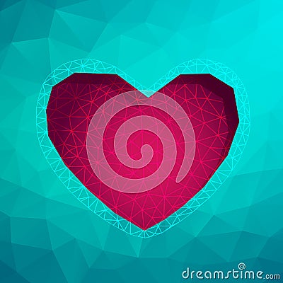 Polygon Heart.Abstract love vector illustration Vector Illustration