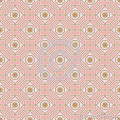 Polygon line flower pastel symmetry seamless pattern Vector Illustration