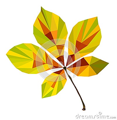Polygon picture of autumn leaf chestnut Vector Illustration