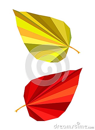 Polygon picture autumn leaf two Vector Illustration