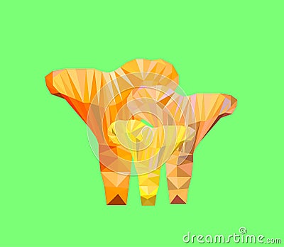 Polygon picture three multi-colored mushroom chanterelles Vector Illustration