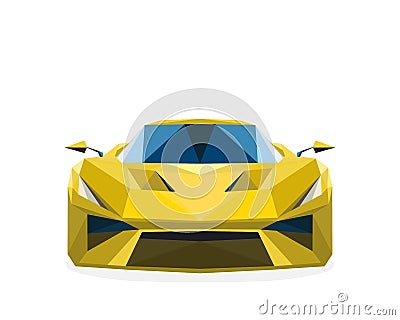 polygon sports car. low poly yellow car in vector illustration Vector Illustration