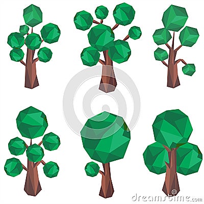 Polygon tree Clip Art. Vector Illustration