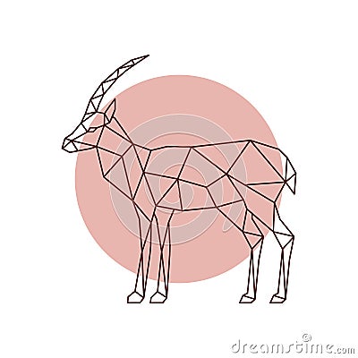 Polygonal antelope silhouette. Vector Illustration