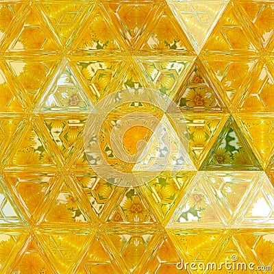 Polygonal background triangular design effect transparent stained glass with dandelion kaleidoscope Stock Photo