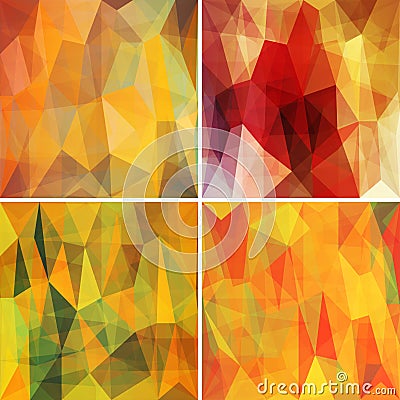 Polygonal backgrounds set with abstract multicolored mosaic. Vector Vector Illustration