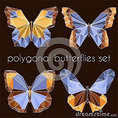 Polygonal butterflies Cartoon Illustration