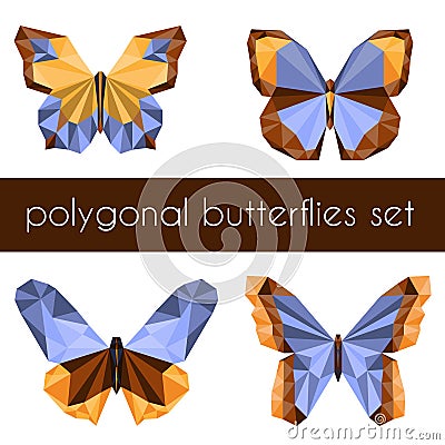 Polygonal butterflies Vector Illustration