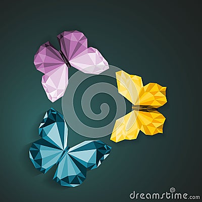 Polygonal butterflies Vector Illustration