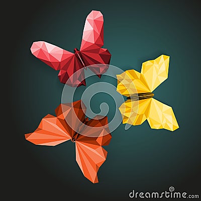 Polygonal butterflies Cartoon Illustration