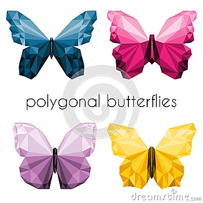 Polygonal butterflies Cartoon Illustration