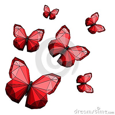 Polygonal butterflies Cartoon Illustration