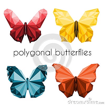 Polygonal butterflies Vector Illustration