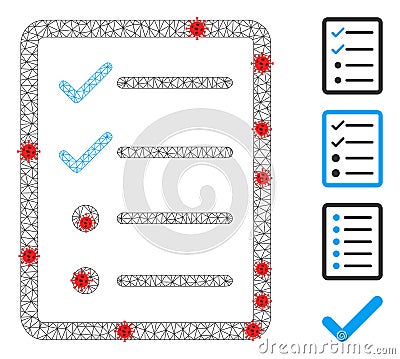 Polygonal Carcass Checklist Page Pictogram with Virus Centers Vector Illustration