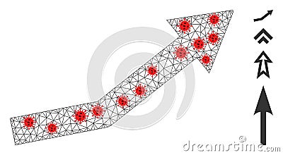 Polygonal Carcass Growth Trend Pictogram with Coronavirus Elements Vector Illustration