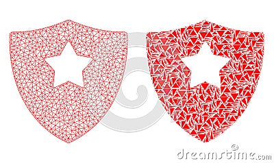 Polygonal Carcass Mesh Guard Shield and Mosaic Icon Vector Illustration