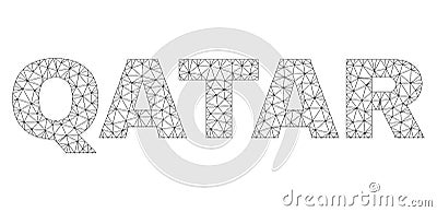 Polygonal Carcass QATAR Text Caption Vector Illustration