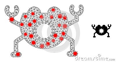 Polygonal Carcass Virus Nanobot Pictogram with Coronavirus Nodes Vector Illustration