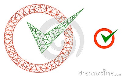 Polygonal 2D Mesh Checkbox Circle Icon Vector Illustration