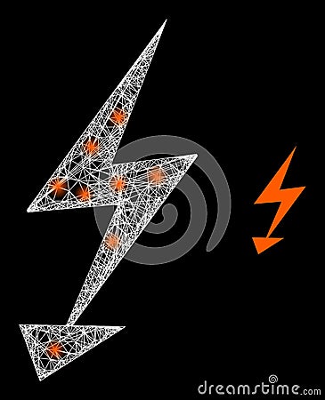 Polygonal 2D Mesh Electric Arrow with Lightspots Vector Illustration