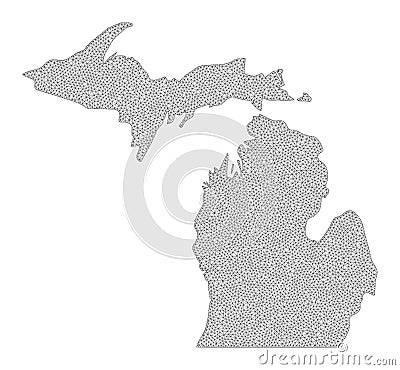Polygonal 2D Mesh High Resolution Raster Map of Michigan State Abstractions Stock Photo