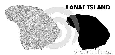 Polygonal 2D Mesh High Resolution Vector Map of Lanai Island Abstractions Vector Illustration