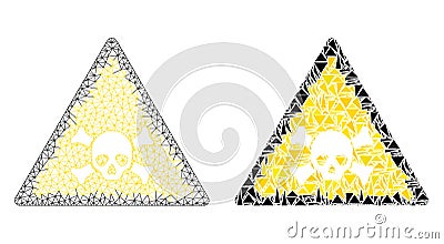 Polygonal 2D Mesh Skull Toxic Warning and Mosaic Icon Vector Illustration
