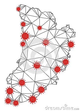 Polygonal 2D Mesh Vector Lleida Province Map with Coronavirus Stock Photo