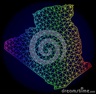 Polygonal 2D Spectrum Mesh Vector Map of Algeria Vector Illustration