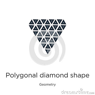Polygonal diamond shape of small triangles icon. Thin linear polygonal diamond shape of small triangles outline icon isolated on Vector Illustration