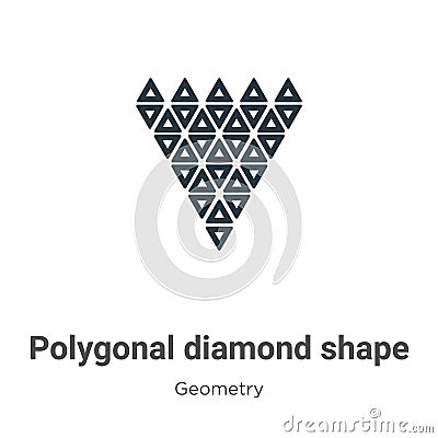 Polygonal diamond shape of small triangles outline vector icon. Thin line black polygonal diamond shape of small triangles icon, Vector Illustration