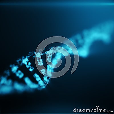 Polygonal DNA Concept consisting of Blue Dots and Lines. Digital Illustration DNA Structure. DNA molecule structure, 3D Stock Photo