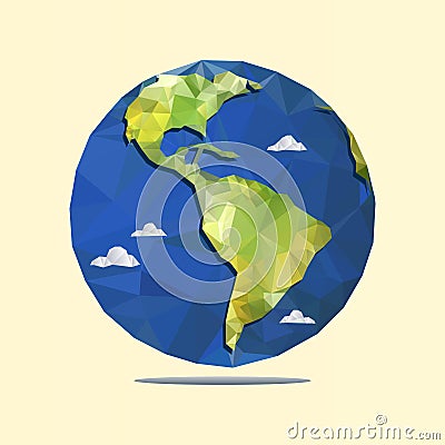 Polygonal earth, polygon triangular planet vector Vector Illustration